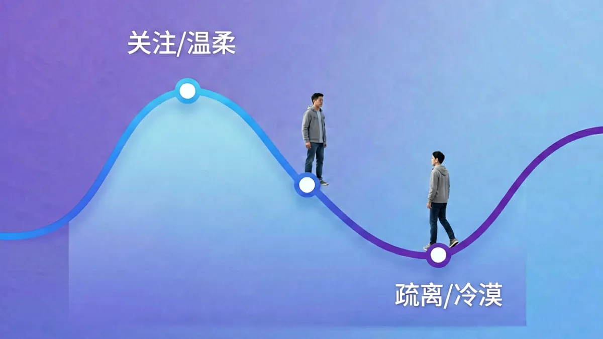 S调M的70种调法 - 心理调法中情绪节奏控制的示意图，描绘S位通过温差法和悬念挂起法对M位心理状态进行精准干预的概念图